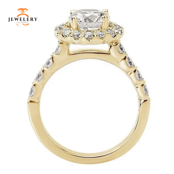 14KT 3/4 CTW Diamond Round Halo Setting for 1 CT Round - Image 12