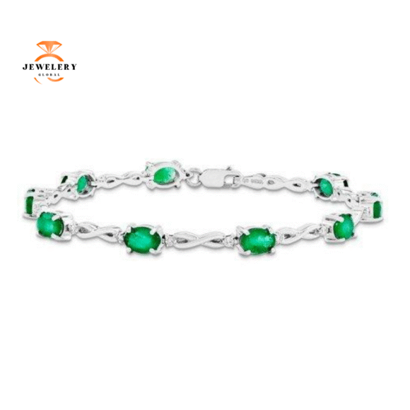 14KT GOLD 4.50 CTW EMERALD & .27 CTW DIAMOND INFINITY BRACELET