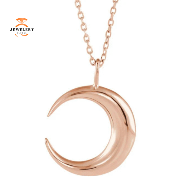 14KT Gold Crescent Moon Necklace - Image 3