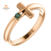 14KT GOLD GENUINE .05 CT ALEXANDRITE SIDEWAYS CROSS RING