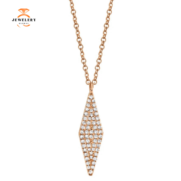 14KT GOLD 0.17 CTW DIAMOND RHOMBUS NECKLACE - Image 3