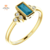 14KT GOLD 0.45 CT LONDON BLUE TOPAZ & 0.06 CTW DIAMOND BEZEL-SET RING