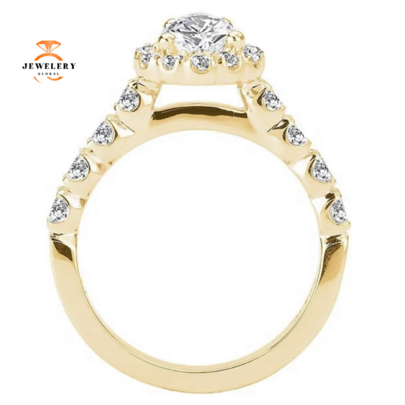 14KT Gold 3/4 CTW Diamond Pear Shape Halo Setting for 1 CT Pear - Image 6