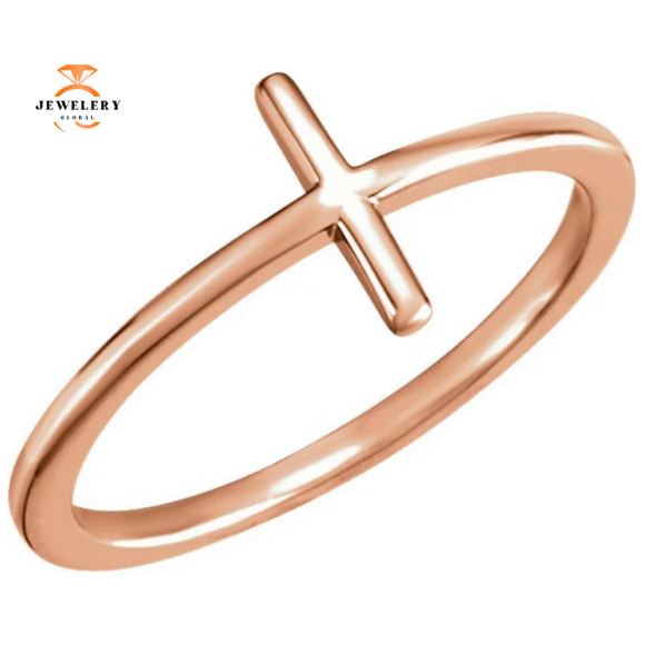 14KT GOLD SIDEWAYS CROSS RING