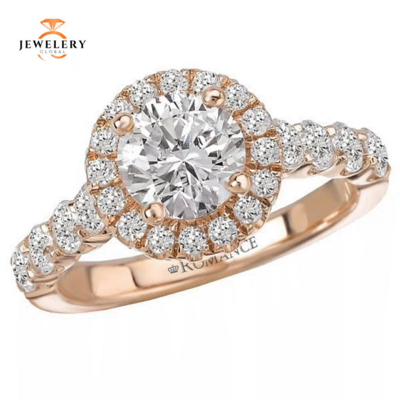 14KT 3/4 CTW Diamond Round Halo Setting for 1 CT Round - Image 13