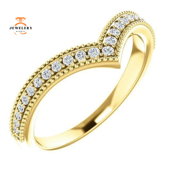 14KT GOLD 1/6 CTW DIAMOND STACABLE "V" RING - Image 5