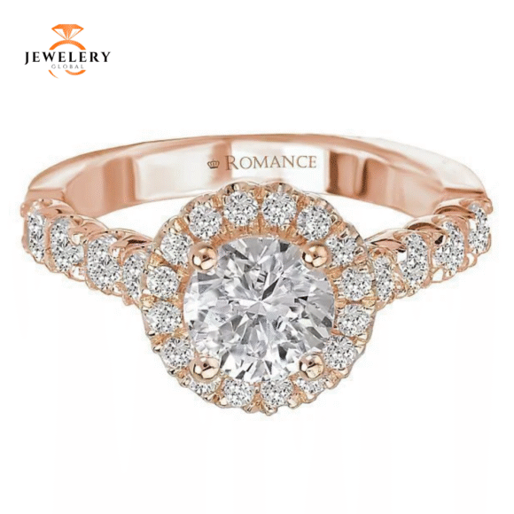 14KT 3/4 CTW Diamond Round Halo Setting for 1 CT Round - Image 14