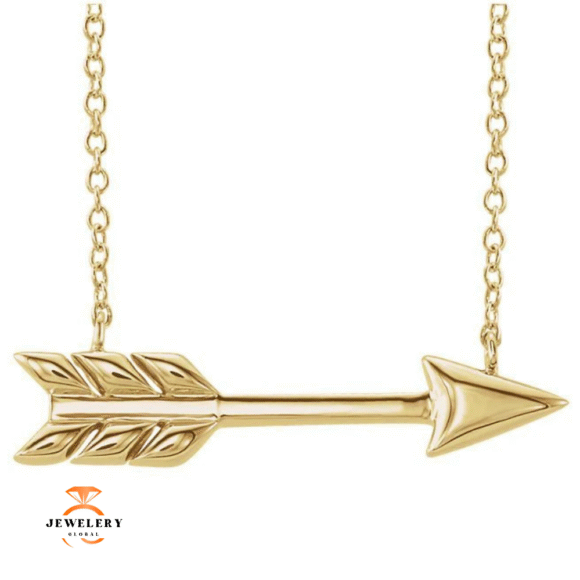 14KT GOLD CUPID ARROW NECKLACE - 16-18"