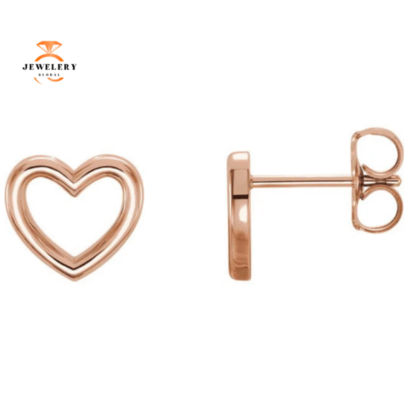 14KT GOLD HEART STUD EARRINGS