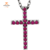 14KT GOLD 0.17 CTW GENUINE RUBY PETITE CROSS NECKLACE