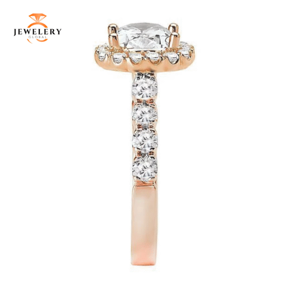 14KT 3/4 CTW Diamond Round Halo Setting for 1 CT Round - Image 15