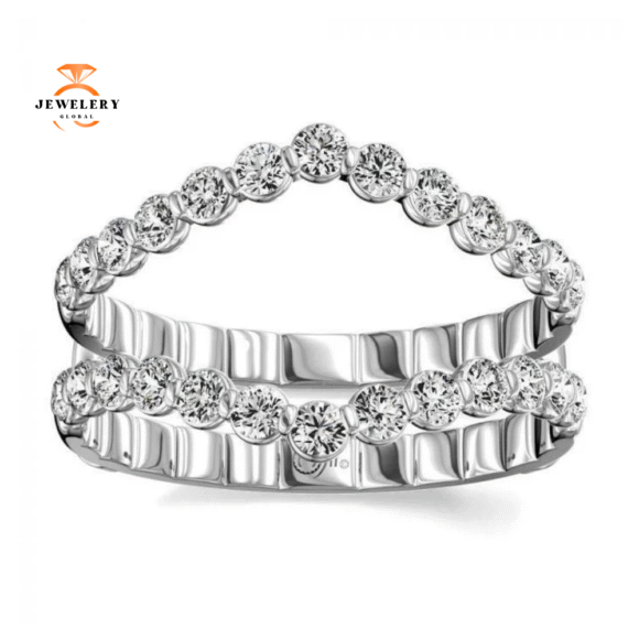 14KT Gold 1/2 CTW Diamond Curved Floating Insert Band