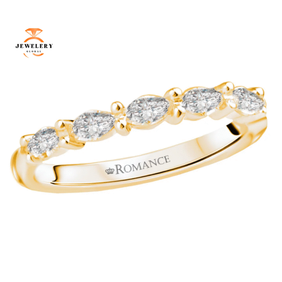 14KT Gold 1/4 CTW Marquise Diamond 5 Stone Band - Image 2