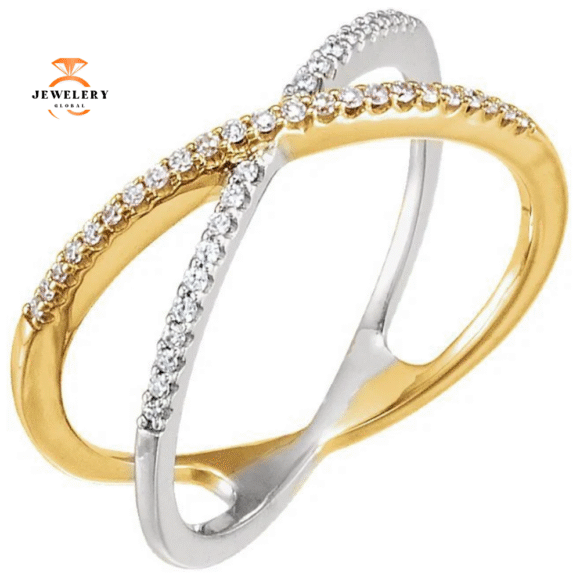 14KT GOLD 1/6 CTW DIAMOND CRISS-CROSS RING - Image 5