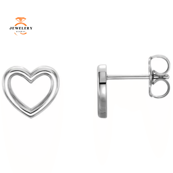 14KT GOLD HEART STUD EARRINGS - Image 2