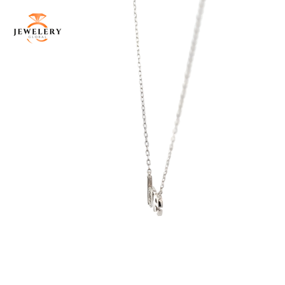 14 KARAT WHITE GOLD ROUND DIAMOND LOVE NECKLACE - Image 3