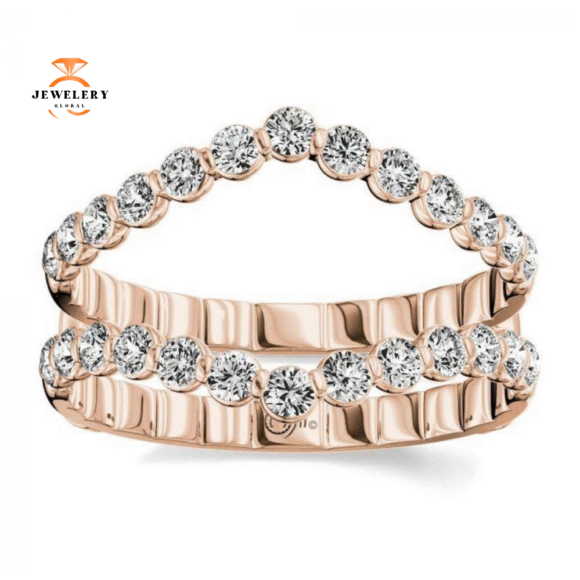 14KT Gold 1/2 CTW Diamond Curved Floating Insert Band - Image 3