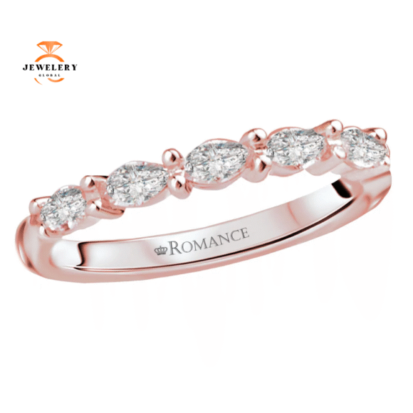 14KT Gold 1/4 CTW Marquise Diamond 5 Stone Band - Image 3