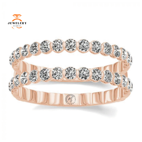 14KT Gold 3/4 CTW Diamond Straight Floating Insert Band - Image 4