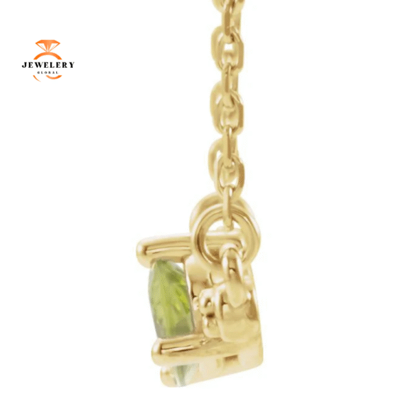 14KT GOLD PERIDOT & 1/10 CTW DIAMOND 18" NECKLACE - Image 2