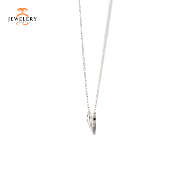 14 KARAT WHITE GOLD ROUND DIAMOND LOVE NECKLACE - Image 2