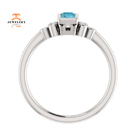 14KT GOLD 0.45 CT LONDON BLUE TOPAZ & 0.06 CTW DIAMOND BEZEL-SET RING - Image 10