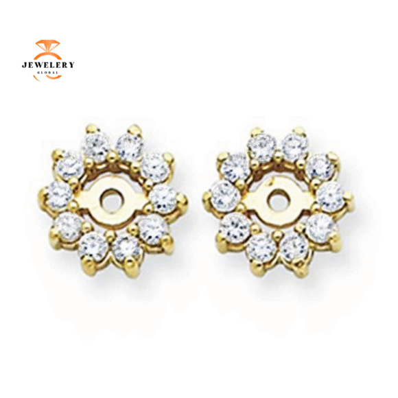 14KT GOLD ROUND DIAMOND EARRING JACKETS