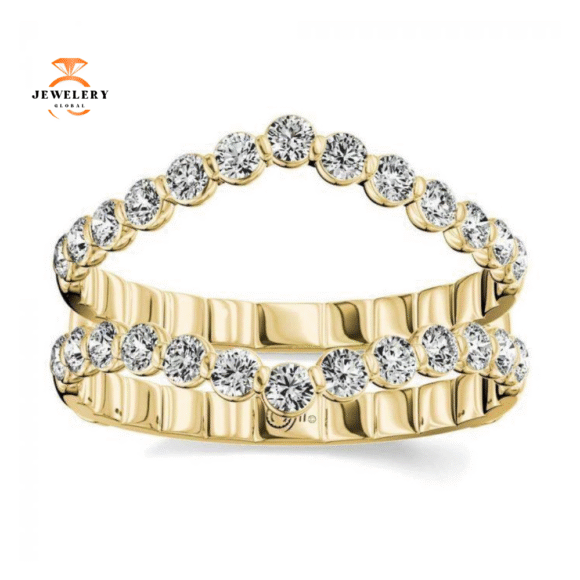 14KT Gold 1/2 CTW Diamond Curved Floating Insert Band - Image 2