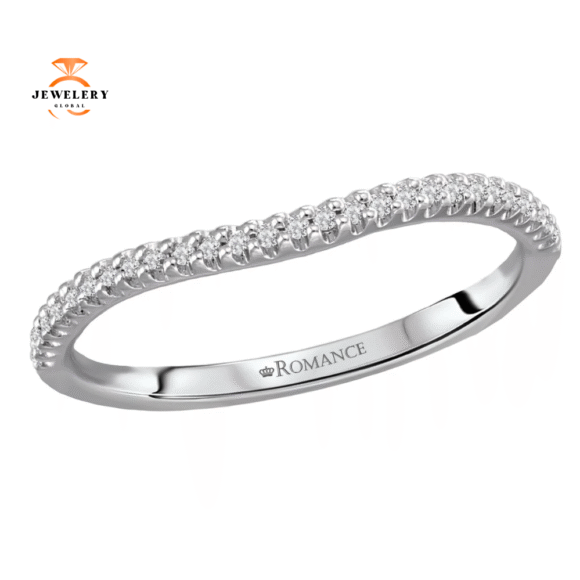 14KT GOLD 1/6 CTW DIAMOND CURVED 21 STONE BAND