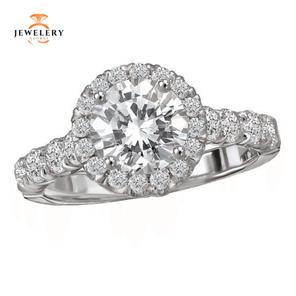 14KT 3/4 CTW Diamond Round Halo Setting for 1.25-1.50 CT Round