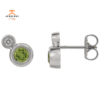 14KT GOLD 1/4 CTW PERIDOT & .03 CTW DIAMOND BEZEL EARRINGS