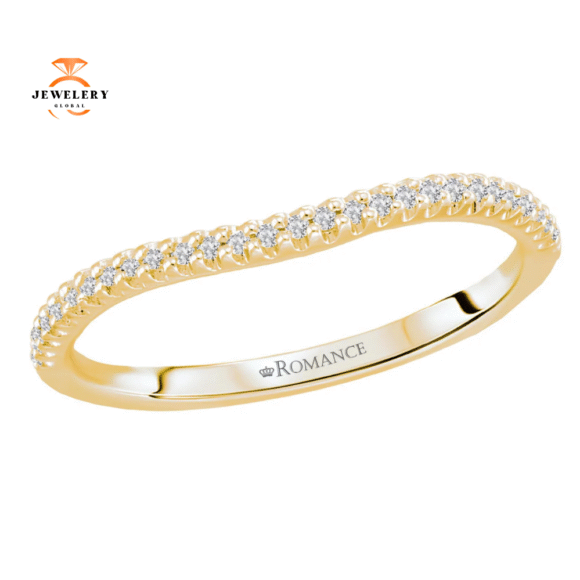 14KT GOLD 1/6 CTW DIAMOND CURVED 21 STONE BAND - Image 3