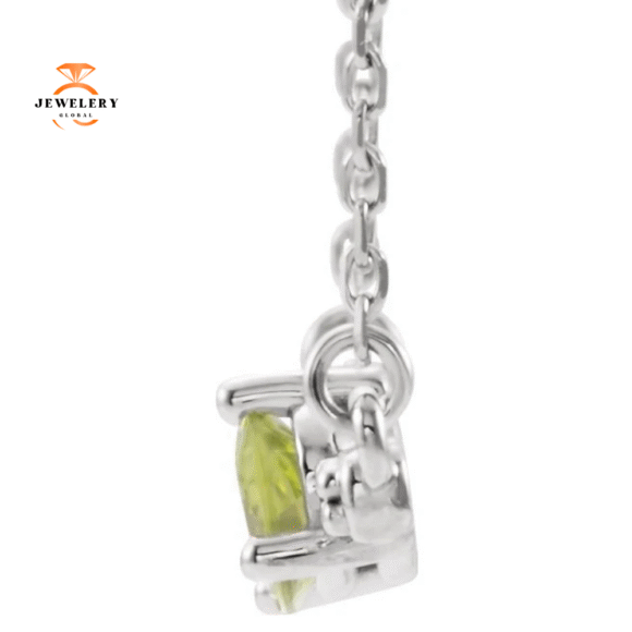 14KT GOLD PERIDOT & 1/10 CTW DIAMOND 18" NECKLACE - Image 4