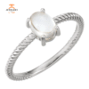 14KT GOLD .85 CT OVAL CABOCHON MOONSTONE ROPE RING