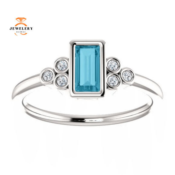 14KT GOLD 0.45 CT LONDON BLUE TOPAZ & 0.06 CTW DIAMOND BEZEL-SET RING - Image 11