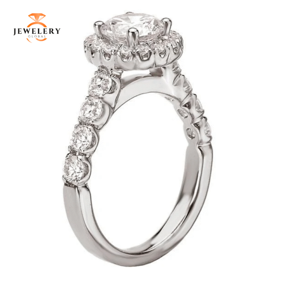 14KT 3/4 CTW Diamond Round Halo Setting for 1.25-1.50 CT Round - Image 2