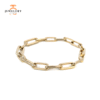 14 KARAT YELLOW GOLD 0.84 CARAT ROUND DIAMOND PAPERCLIP BRACELET 7.25"