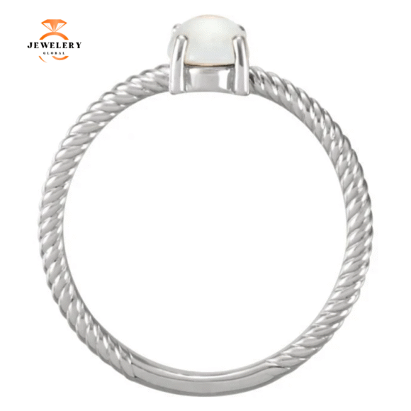 14KT GOLD .85 CT OVAL CABOCHON MOONSTONE ROPE RING - Image 2