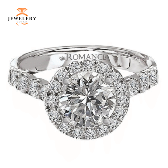 14KT 3/4 CTW Diamond Round Halo Setting for 1.25-1.50 CT Round - Image 3