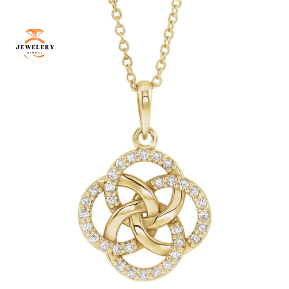 14KT GOLD 1/8 CTW DIAMOND FIVE-FOLD CELTIC NECKLACE - Image 2