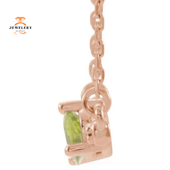14KT GOLD PERIDOT & 1/10 CTW DIAMOND 18" NECKLACE - Image 6