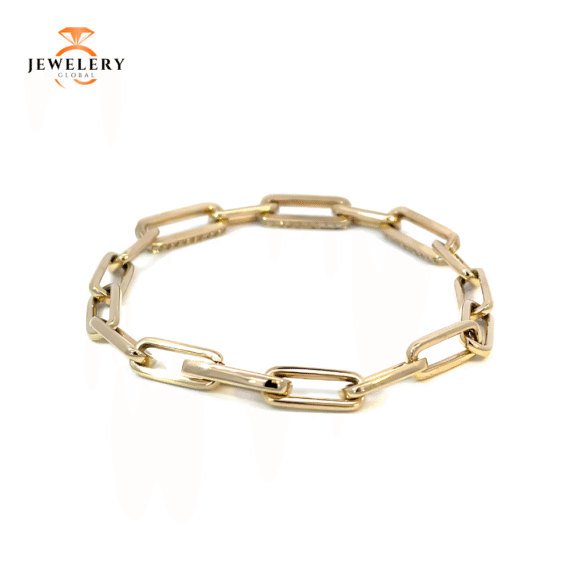 14 KARAT YELLOW GOLD 0.84 CARAT ROUND DIAMOND PAPERCLIP BRACELET 7.25" - Image 3