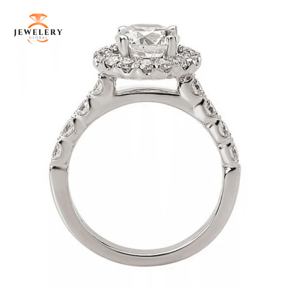 14KT 3/4 CTW Diamond Round Halo Setting for 1.25-1.50 CT Round - Image 4