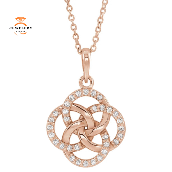 14KT GOLD 1/8 CTW DIAMOND FIVE-FOLD CELTIC NECKLACE - Image 3