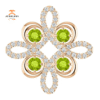 14KT GOLD PERIDOT & 1/6 CTW DIAMOND CLOVER PENDANT