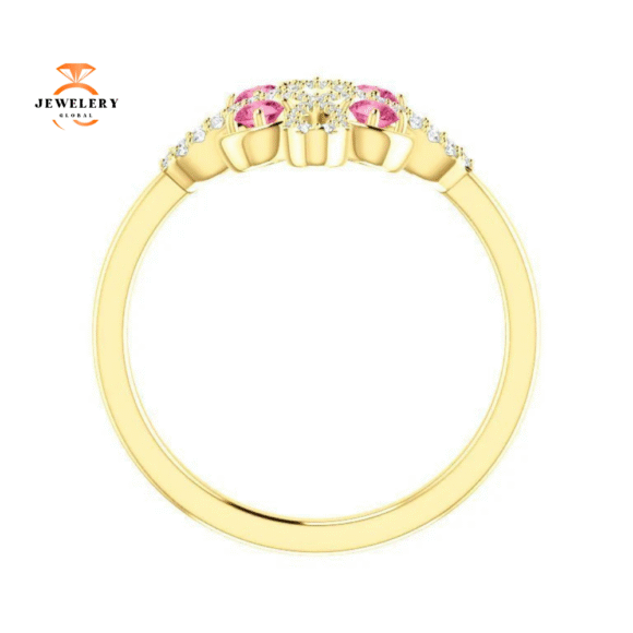 14KT GOLD 0.32 CTW PINK TOURMALINE & 1/6 CTW DIAMOND CLOVER RING - Image 10