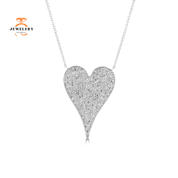 14KT GOLD 0.83 CTW DIAMOND PAVE HEART NECKLACE - Image 2