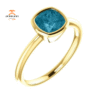 14KT GOLD 1 1/4 CT LONDON BLUE TOPAZ BEZEL-SET RING