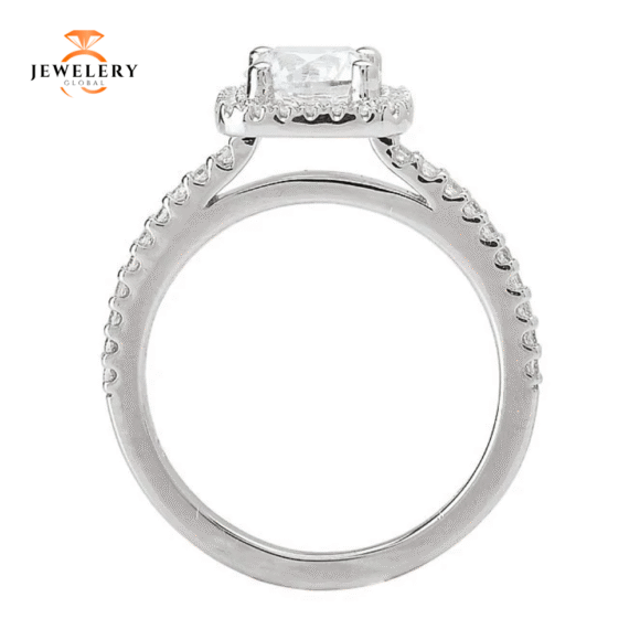 14KT 1/4 CTW DIAMOND SQUARE HALO SETTING FOR 1.50 CT ROUND DIAMOND - Image 4