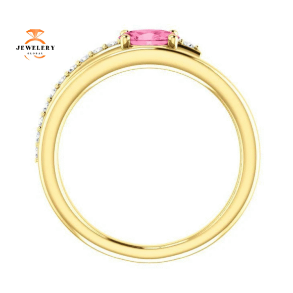 14KT Gold 1/2 CT Pink Tourmaline & 1/8 CTW Diamond Bypass Ring - Image 11